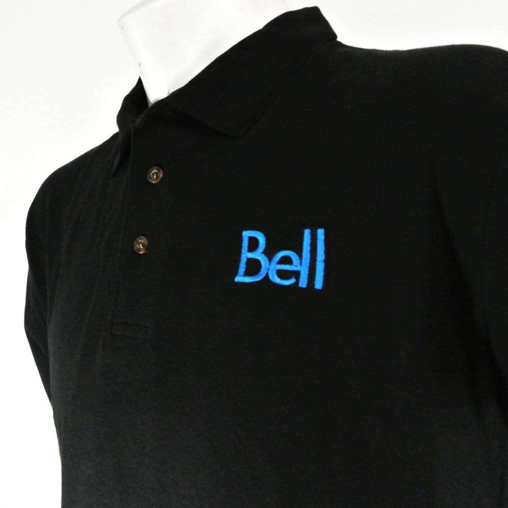 BELL Canada Telephone Employee Uniform Men's Black Polo Shirt Size L Large